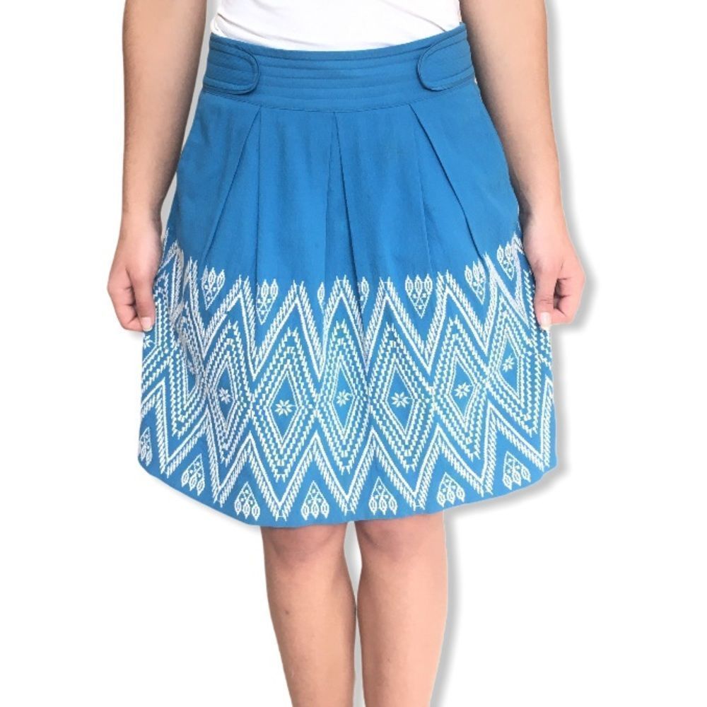 FLOREAT EMBROIDERED BOHO BLUE SKIRT SZ 4